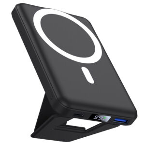 AOGUERBE Batterie Externe pour iphone, Compatible avec MagSafe 10000mAh Magnétique sans Fil Power Bank Charge Rapide PD 22.5W avec Affichage LED et Support Pliable pour iPhone 17/16/15/14/13/12 Séries