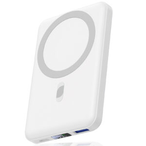 AOGUERBE for Magsafe Portable Charger, 10000mAh Magnetic Power Bank PD 22.5W Fast Charging Wireless Battery Pack with LED Display for iPhone 17/16/15/14/13/12 Series-White