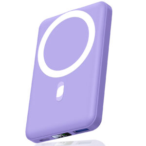 AOGUERBE for Magsafe Portable Charger, 10000mAh Magnetic Power Bank PD 22.5W Fast Charging Wireless Battery Pack with LED Display for iPhone 17/16/15/14/13/12 Series-Purple
