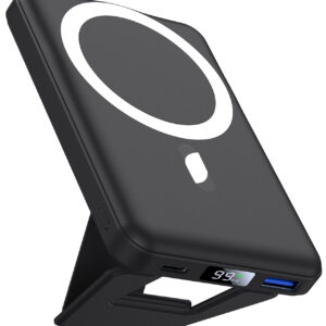 AOGUERBE for Magsafe Power Bank, 10000mAh Foldable Magnetic Battery Pack with LED Display, 3 in 1 Wireless Portable Charger with 22.5W Fast Charging for iPhone 17/16/15/14/13/12 Pro/Pro Max/Plus/Mini