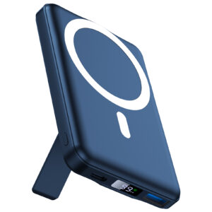 AOGUERBE Batterie Externe avec Magsafe pour iPhone, 10000mAh Power Bank Magnétique Sans Fil - Wireless Pliable Magnetic Battery PD 22.5W Charge Rapide et Affichage LED Chargeur pour iPhone 12-17 Série