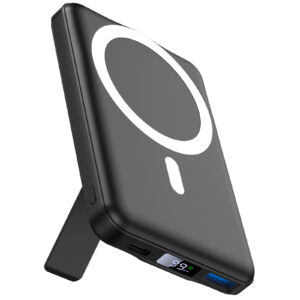 AOGUERBE Batterie Externe avec Magsafe pour iPhone, 10000mAh Power Bank Magnétique Sans Fil - Wireless Pliable Magnetic Battery PD 22.5W Charge Rapide et Affichage LED Chargeur pour iPhone 12-17 Série